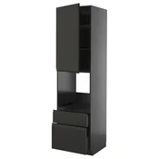 METOD/KNIVSHULT Vsk omara za pečico+vr/2lč/1s/1v pr, črno siva/Upplöv mat antracitna, 60x60x220 cm