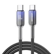slomart Kabel Joyroom S-A42 Crystal-Clear Series 60W USB-C - USB-C 1,2m - črn