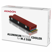 AXAGON CLR-M2, aluminijasto pasivno hladilno ohišje za enostranski in dvostranski SSD M.2, višina 12 mm