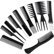 UNBRANDED Frizerski glavniki - set 10 kom