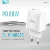 Kucni punjac KONFULON Joko JK91+DC66 PD 20W sa kablom Type-C na iPhone Lightning beli 1m