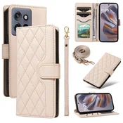 Overboard Ovitek za Motorola Edge 50 Neo/Motorola ThinkPhone 25, usnjen, z rombom in crossbody vzorcem, bež