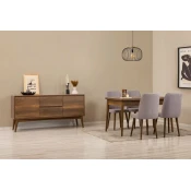 HANAH HOME Vina 01 0900 Atlantic Pine Stone (Produžni trpezarijski sto, stolice i konzola (6 komada))