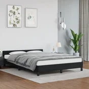 shumee vidaXL Posteljni okvir z vzglavjem brez vzmetnice, črne barve, 140x200 cm