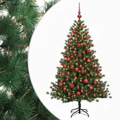 Vidaxl Umetna božična jelka z bučko 210 cm 300 LED Toplo bela
