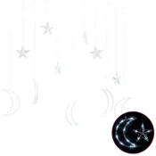 Vidaxl Okrasne lučke zvezde in lune z daljincem 138 LED hladno bele