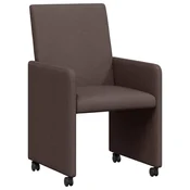 Vidaxl Jedilni stoli s kolesi 2 szt. Temno rjava 57 x 66 x 94 cm blago
