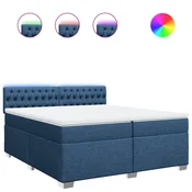 Vidaxl Box spring postelja z vzmetnico modra 200x200 cm blago