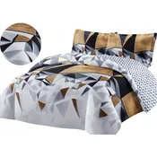 FLANELNA posteljnina 200x220 + 2 prevleki za vzglavnik 70x80 z zadrgo, geometrijski vzorec