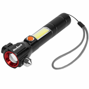 3v1 taktična aku. LED COB alu. ročna svetilka ZOOM kladivo