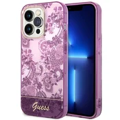 Ovitek Guess Porcelain Collection za iPhone 14 Pro Max - fuksija