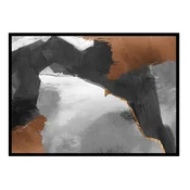 shumee SLIKARSKI PLAKAT V OKVIRJU 33x43 cm Črna Bela Rjava Minimalizem Abstrakcija