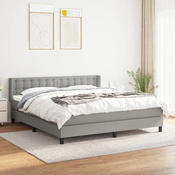 Greatstore Box spring postelja z vzmetnico svetlo siva 180x200 cm blago