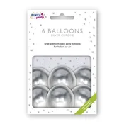Balon, 30 cm, PUKKA PAD, kovinsko srebrn, 6 kosov