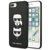 Karl Lagerfeld Saffiano Karl&Choupette Head etui za iPhone 7 Plus/8 Plus - črna