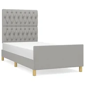 Vidaxl Posteljni okvir brez vzmetnice svetlo siv 100x200 cm blago