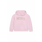 Otroški bombažen pulover Michael Kors roza barva, s kapuco