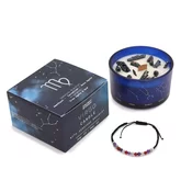 Zodiakalna kristalna sveča z energijsko zapestnico – DEVICA - Soy Wax, Fragrance, Glass, Gemstones - Majhna pozornost - Dan žena - Birma - Za 18 let
