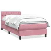 vidaXL vidaXL Box spring postelja z vzmetnico roza 90x220 cm žamet, (22054121)