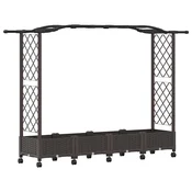 Vidaxl Dvignjeno ležišče s trellisom in streho Rjava 207 x 40 x 129 cm