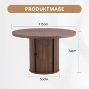 SONNENH Jedilna miza, MDF, oreh, 115 x 115 x 74 cm, prostor za shranjevanje, za jedilnico