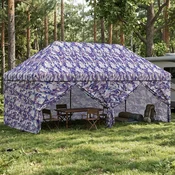 vidaXL Pop-up Paviljon s 4 Stranskimi Stenami 3 x 6 m Modra kamuflaža