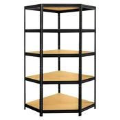 Kotni regal Futur (V x Š x G: 180 x 90 x 45 cm, Število polic: 5 kos, Črna)