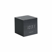 Črna budilka Karlsson Mini Cube, 8 x 8 cm