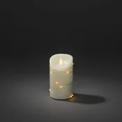 Konstsmide Christmas LED sveča iz voska, kremasta barva Svetlobna barva jantar Višina13cm - kremno bela, srebrna