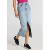 Lois Jeans za ženske. 411572643 Dolgo modro krilo iz džinsa s sprednjo odprtino (30), Modra, Priložnostno, Bombaž