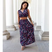UR/CEO Navy floral set with top and skirt Genova