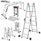 Kraft Zložljiva lestev iz aluminija, ploščad 4 x 3, 346 cm, največja nosilnost 150 kg, Ktaft&Dele