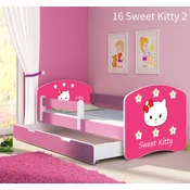 Djecji krevet ACMA s motivom, bocna roza + ladica 140x70 cm 16 Sweet Kitty 2