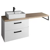 Komplet kopalniškega pohištva VEGA, širina 125 cm, beli/platinasti hrast - Bela - 124,5x53,8x45 cm - Aqualine - VEGA II - 24 - MDF/laminat - 1245 - 538 - 450 - 14