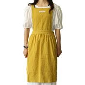 INF Lanena bombažna predpasnik - Cross Back Pinafore za umetnost, kavarno in delo Yellow, (5000078369)