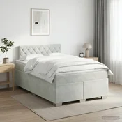 vidaXL Postelja boxspring z vzmetnico Svetlo siva 120 x 200 cm Žamet