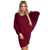 402-4 Bat dress with a neckline - burgundy color with glitter