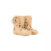 Alberta Ferretti Kids - floral embroidered fringe boots - kids - Neutrals