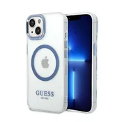 Guess Etui Guess Metal Outline MagSafe za iPhone 14 Plus - modro