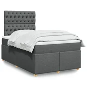 Box spring postelja z vzmetnico temno siva 120x200 cm blago