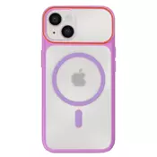 AVIZAR Ohišje MagSafe za iPhone 13/14 z dimljenim hrbtom in ojačanim silikonskim okvirjem, Vijolična, (5000190172)