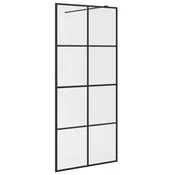 Vidaxl Pregrada za tuš s prozornim ESG steklom 90x195 cm črna