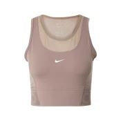 Nike Pro Womens Dri-FIT Cropped Tank Top Mink Brown/ White L