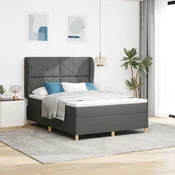 Postelja z vzmetnico z vzglavjem Temno siva 200 x 140 cm blago