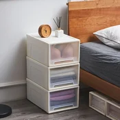 Qingye Mu Set kutija za odlaganje na izvlacenje, 30 L, 43.5x32x21.5cm, 3 nivoa, Beli