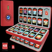 Etui FUNLAB za igralne kartice Switch - 48 rež, rdeče (SWITCH/SWITCH2)