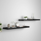Plutajuce zidne police 2 kom crne 90 x 23,5 x 3,8 cm MDF