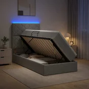 vidaXL LED Postelja za Shranjevanje z Blazino Svetlo siva 90 x 200 cm