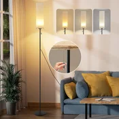 Nettlife NETTLIFE zatemnljiva LED talna svetilka retro tkaninski senčnik za dnevno sobo s povlecnim stikalom, (22148922)