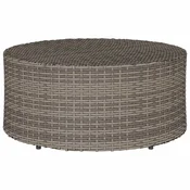 Vidaxl Zunanja kavna miza Siva O 68 x 30 cm poli ratan